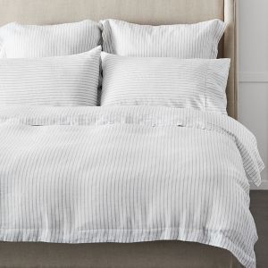 Antwerp Linen Quilt Cover   - Charcoal & White
