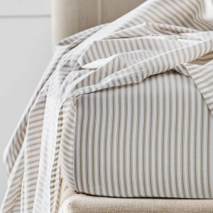 Parish Fitted Sheet  - Natural & White